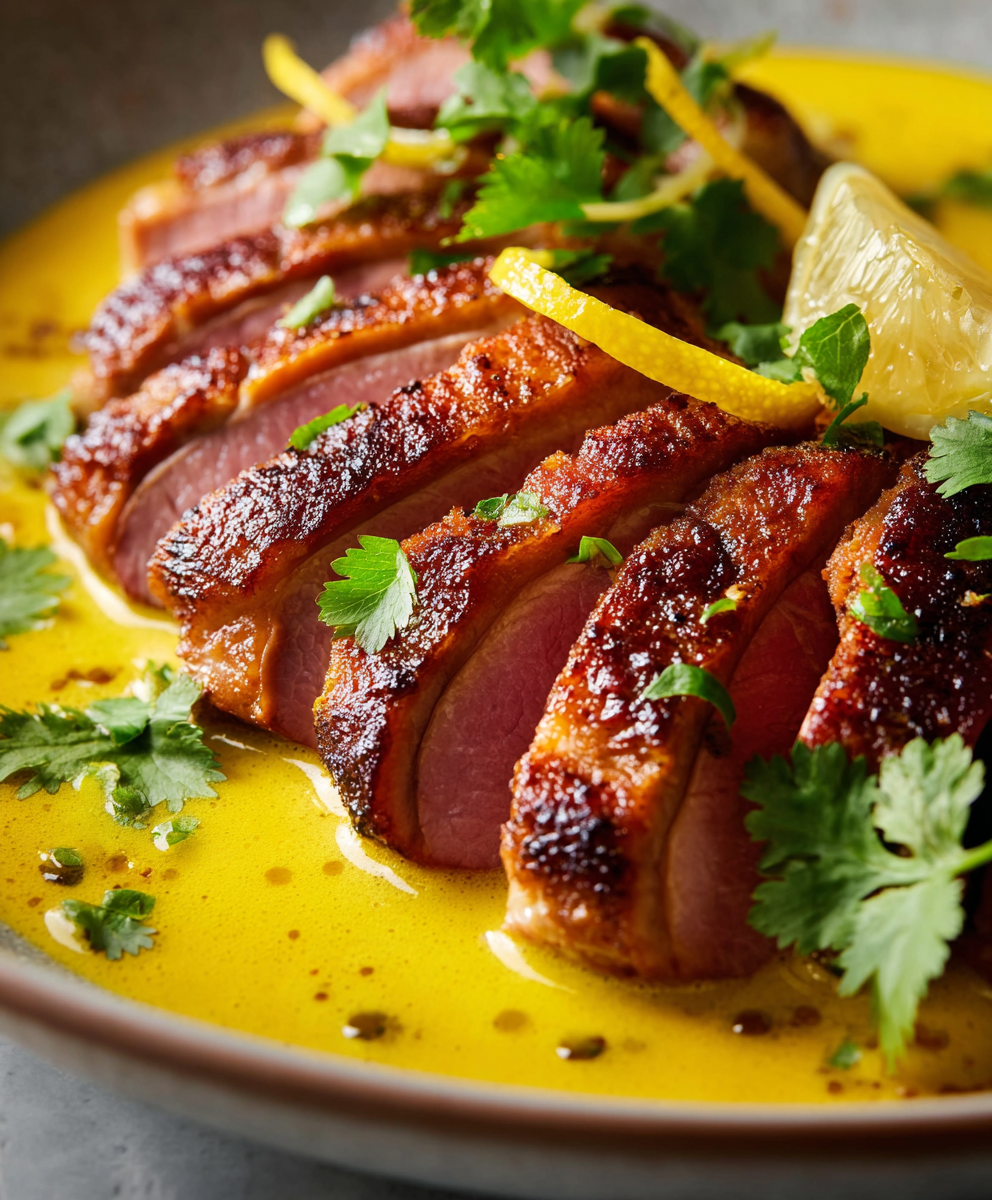 Five-Spice Asian Duck Breast with Ginger-Turmeric Sauce