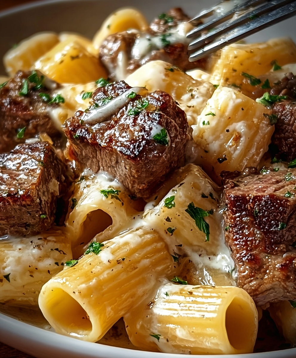 Garlic Butter Steak with Cheesy Rigatoni Bliss