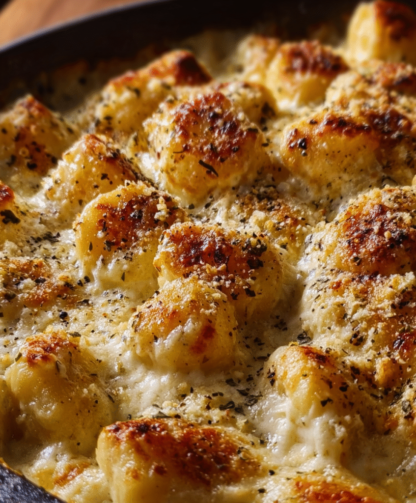 Golden Creamy Gnocchi Alfredo Bake