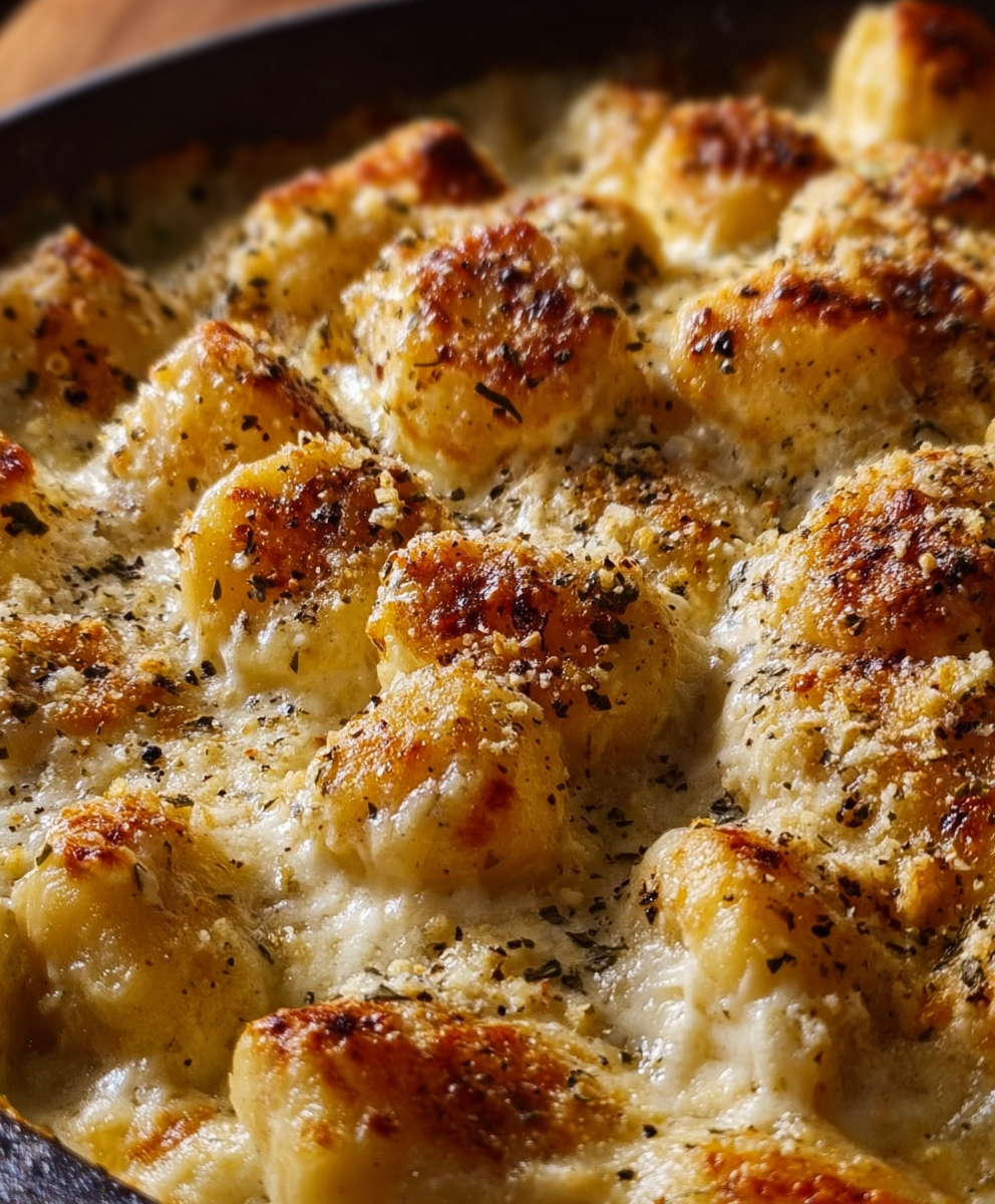 Golden Creamy Gnocchi Alfredo Bake