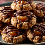 Gooey Chocolate-Drizzled Caramel Thumbprints