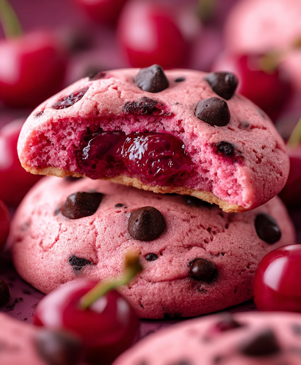 Heavenly Maraschino Cherry Chocolate Chip Cookies