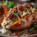 Maple-Pecan Brie Bliss Stuffed Sweet Potatoes