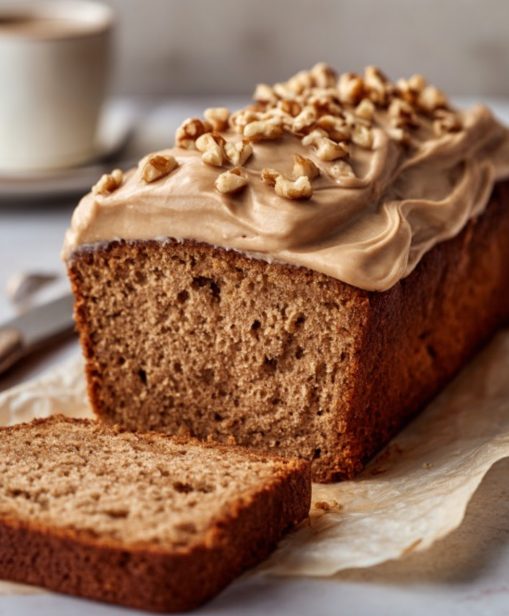 Moist Coffee & Walnut Loaf with Creamy Coffee Buttercream