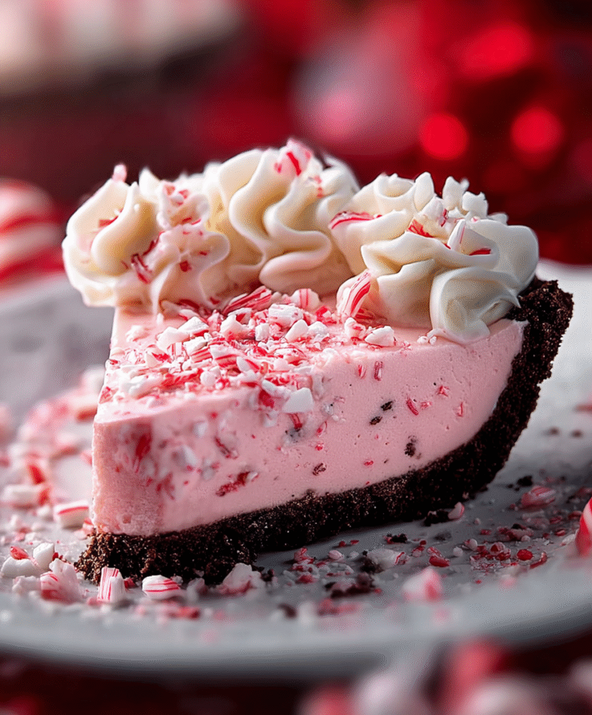 No-Bake Christmas Peppermint Cream Pie