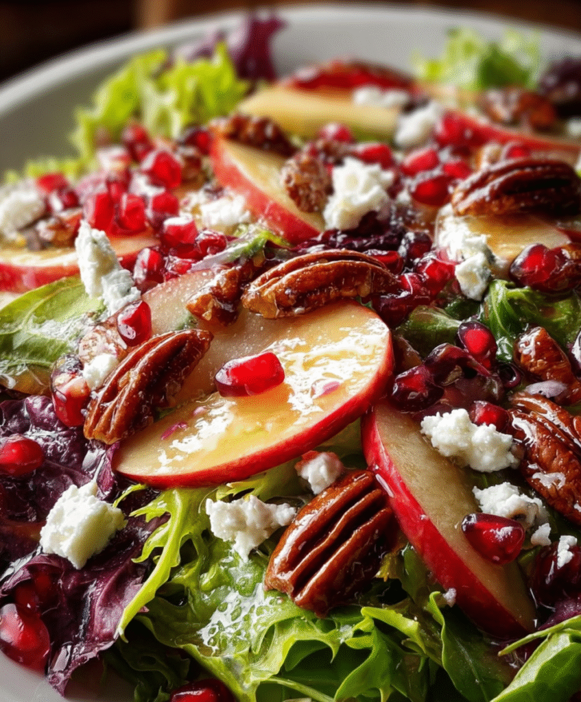 Pomegranate–Pecan Harvest Salad with Pomegranate Vinaigrette