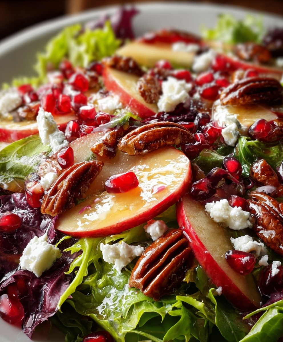 Pomegranate–Pecan Harvest Salad with Pomegranate Vinaigrette