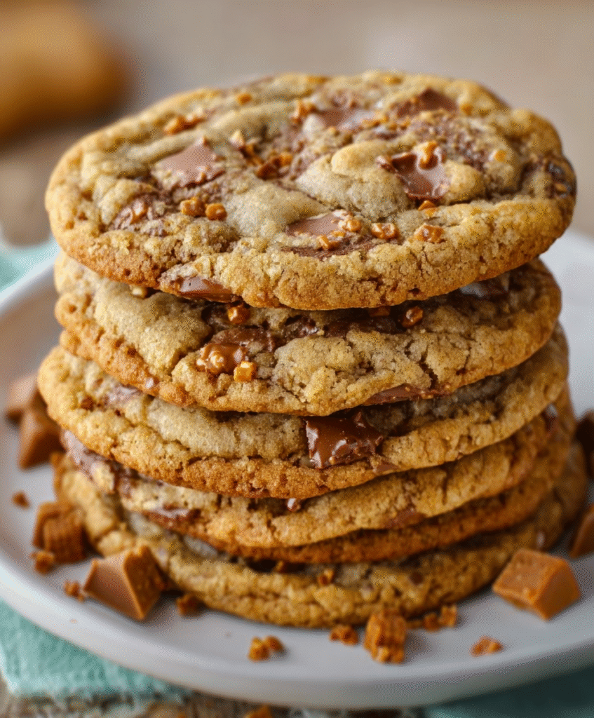 Soft & Chewy Buttery Toffee Cookies