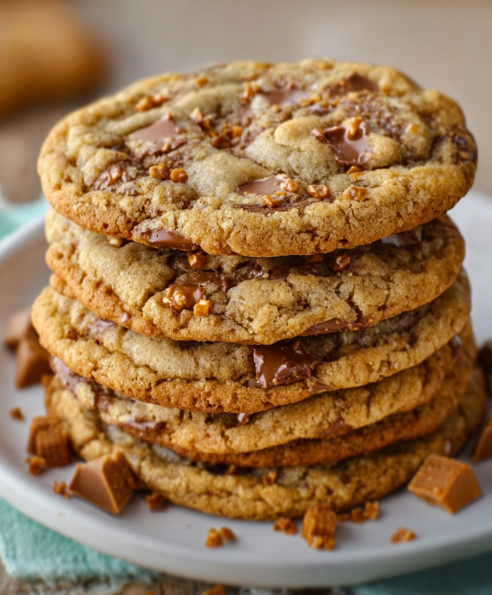 Soft & Chewy Buttery Toffee Cookies