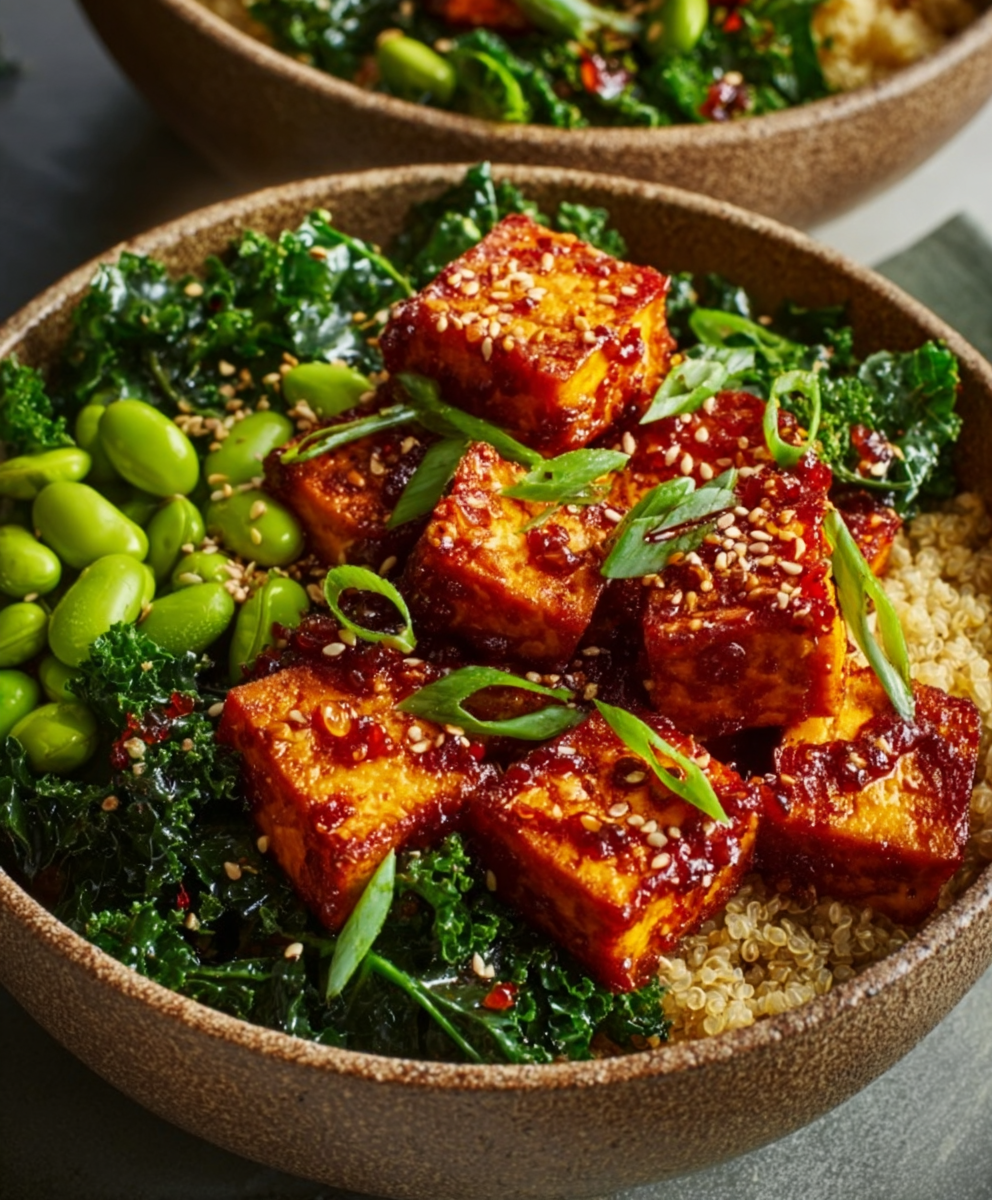 Spicy Chili Crunch Tofu Power Bowls
