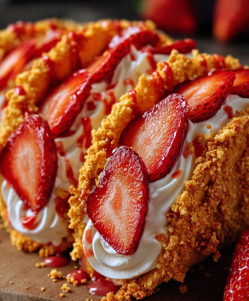 Strawberry Crunch Cheesecake Tacos