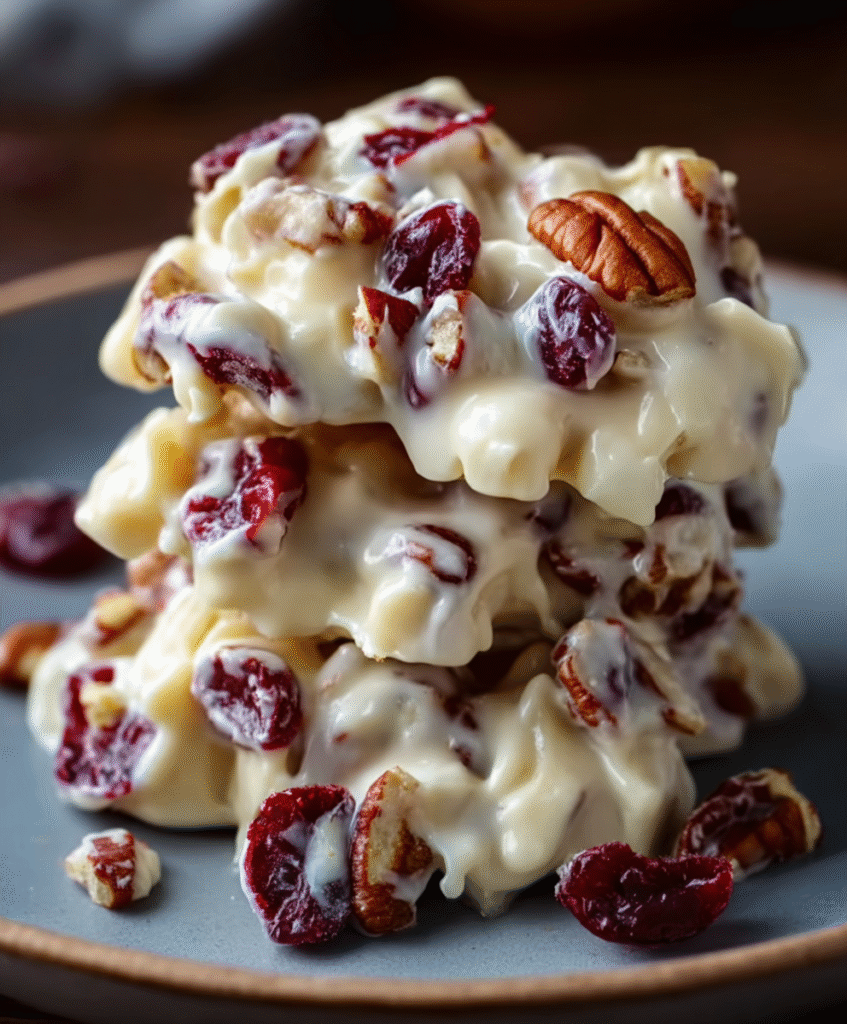 White Chocolate Cranberry Pecan Holiday Clusters