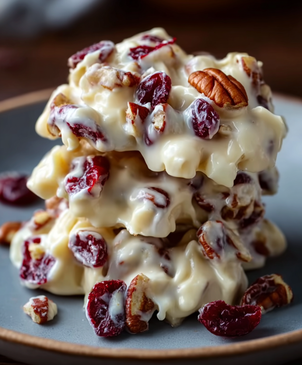 White Chocolate Cranberry Pecan Holiday Clusters