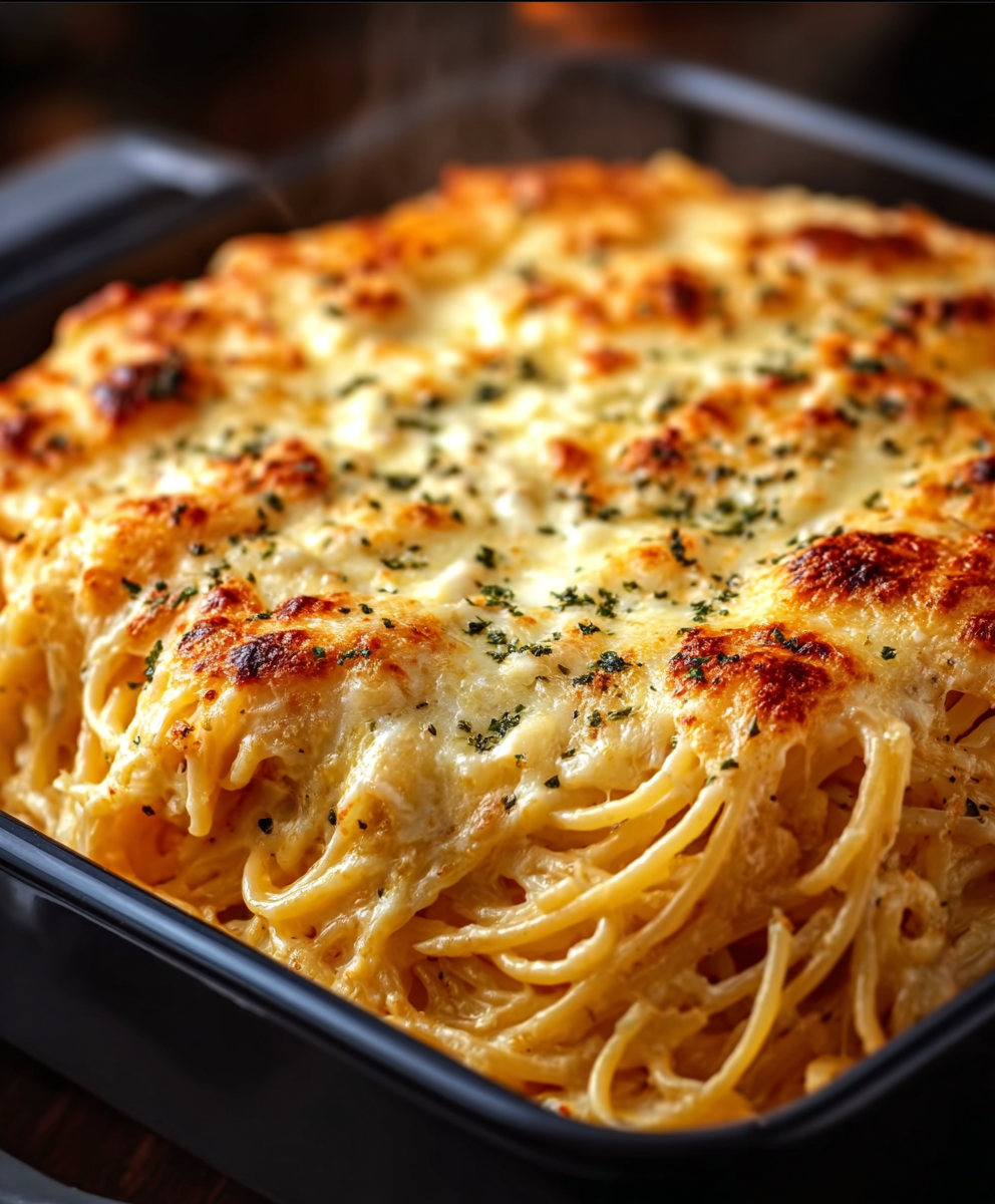 Baked Cream Cheese Spaghetti Casserole
