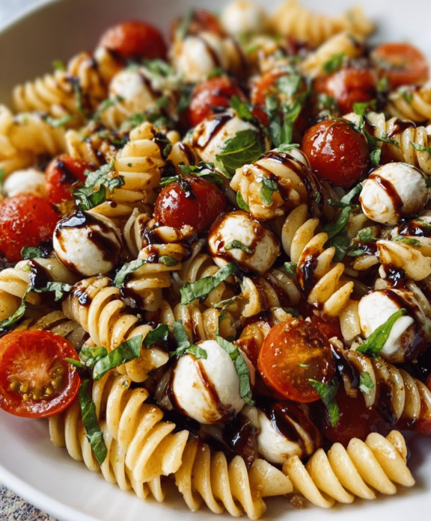 Caprese Pasta Salad with Balsamic Glaze