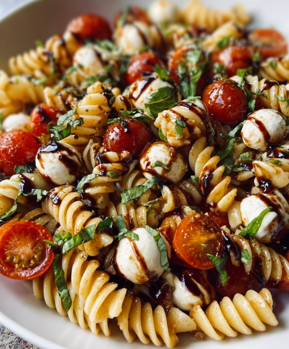 Caprese Pasta Salad with Balsamic Glaze