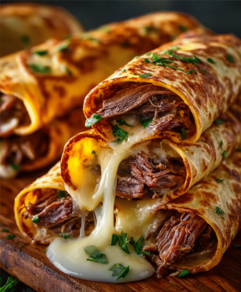 Cheesy French Dip Tortilla Roll-Ups