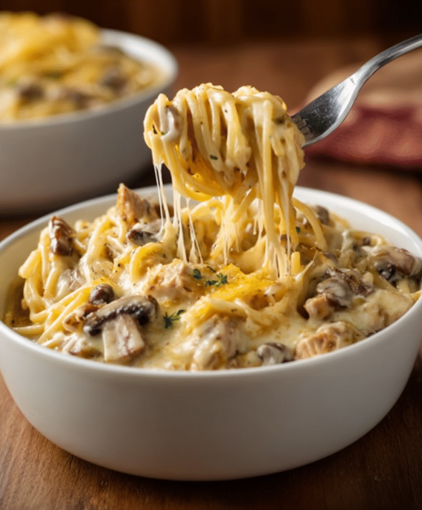 Classic Creamy Baked Chicken Tetrazzini