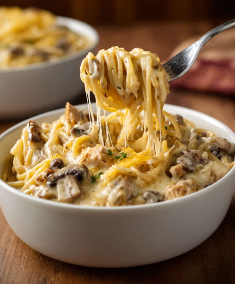 Classic Creamy Baked Chicken Tetrazzini