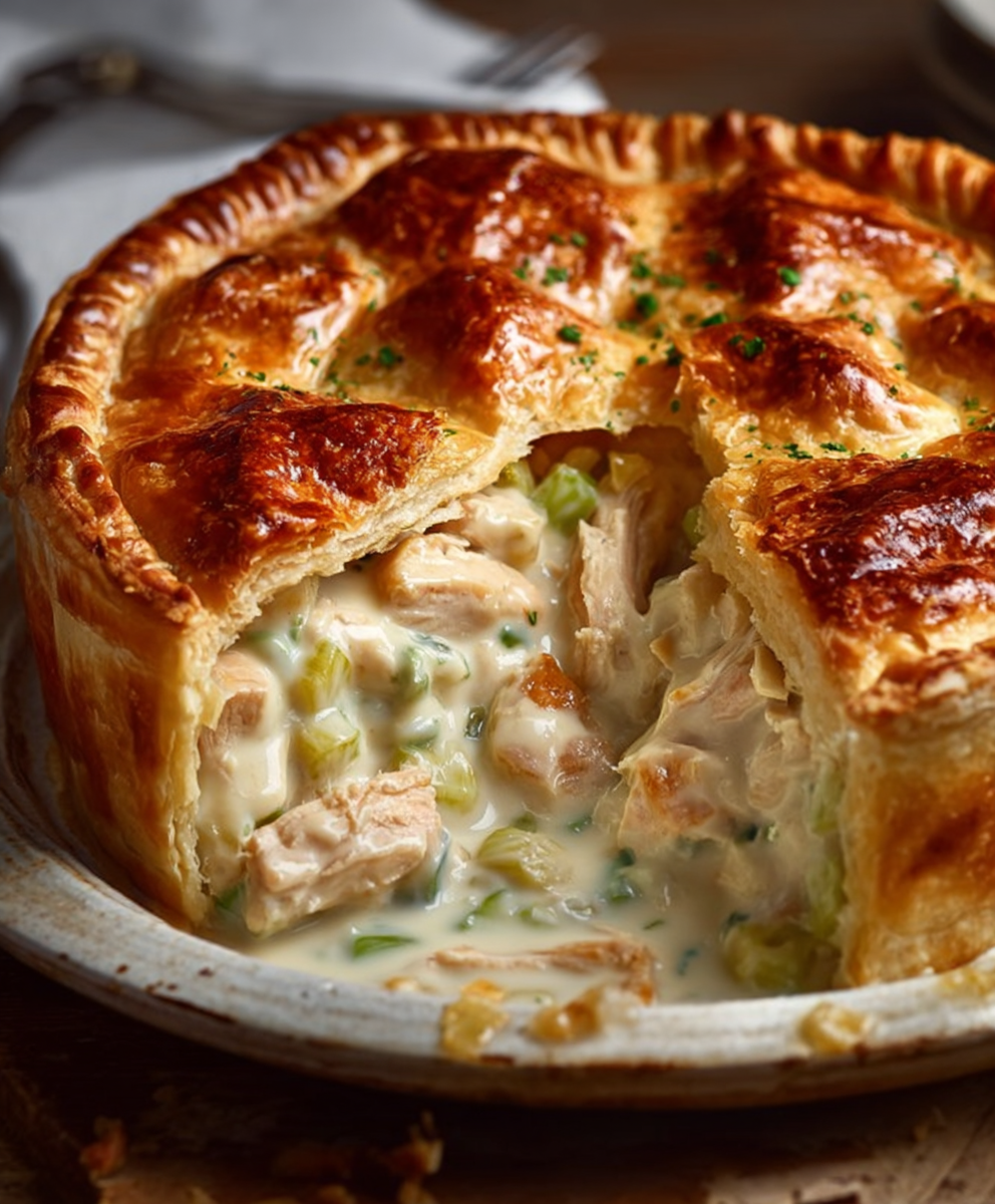 Classic Creamy Chicken & Leek Puff Pastry Pie