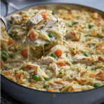 Cozy Chicken Pot Pie Orzo Skillet