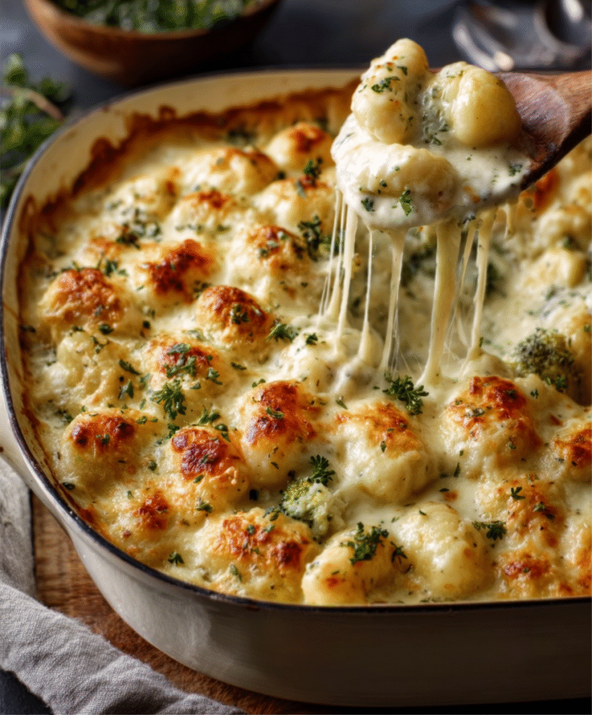 Creamy Chicken Gnocchi Alfredo Bake