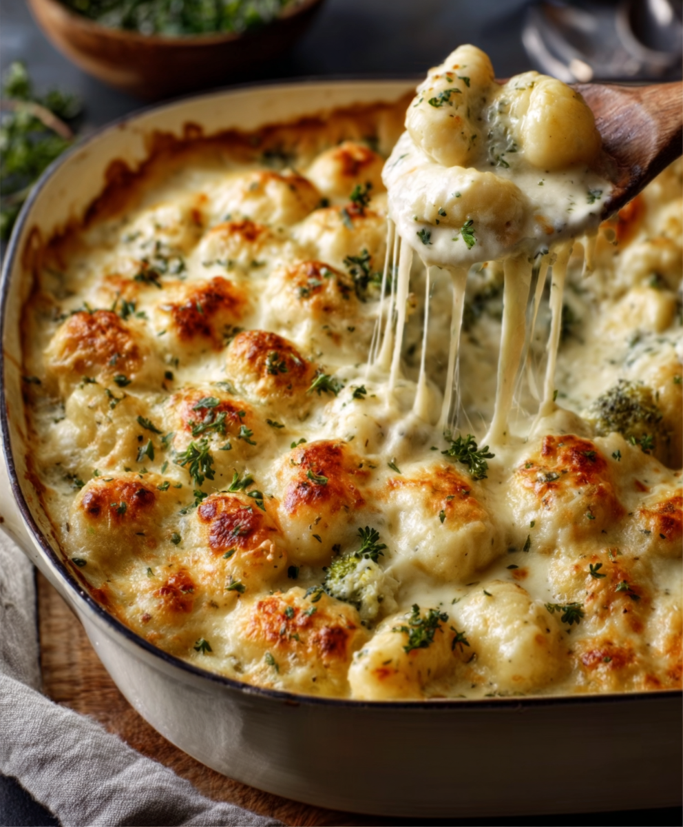 Creamy Chicken Gnocchi Alfredo Bake