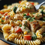 Creamy Chicken Pot Pie Pasta Skillet