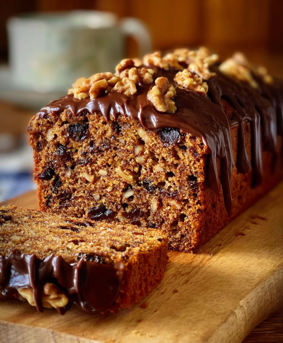 Date & Walnut Coffee Cake with Espresso Icing