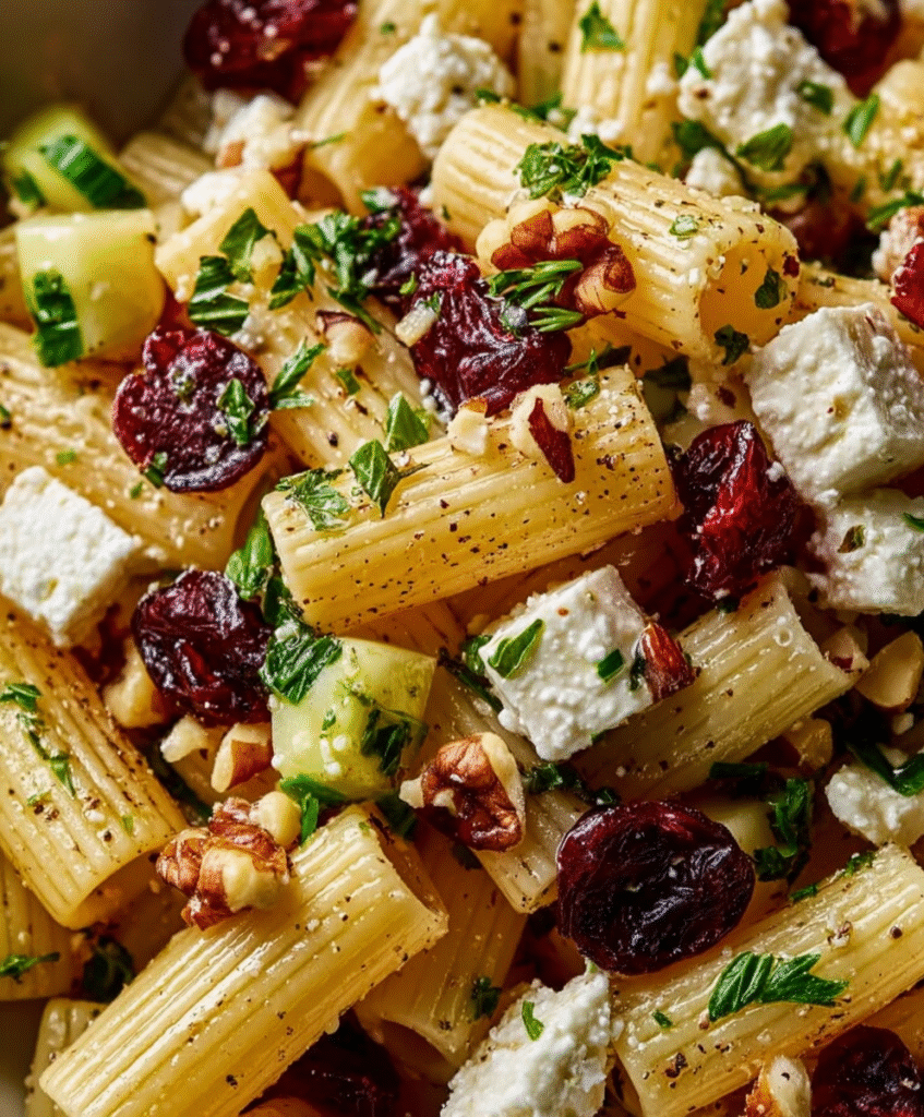 Feta & Cranberry Rigatoni Salad with Lemon Vinaigrette