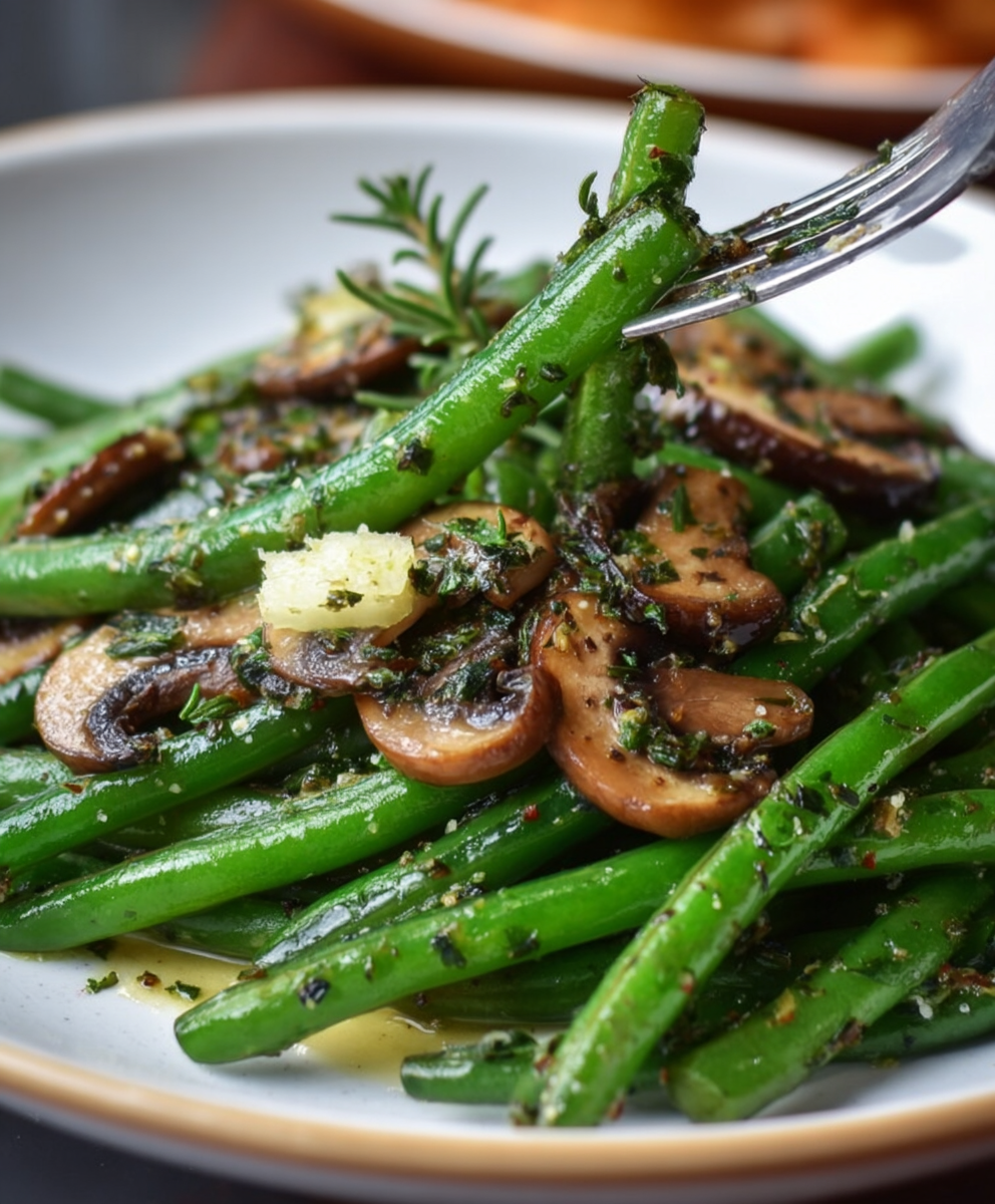 Garlic Butter Green Beans & Mushrooms