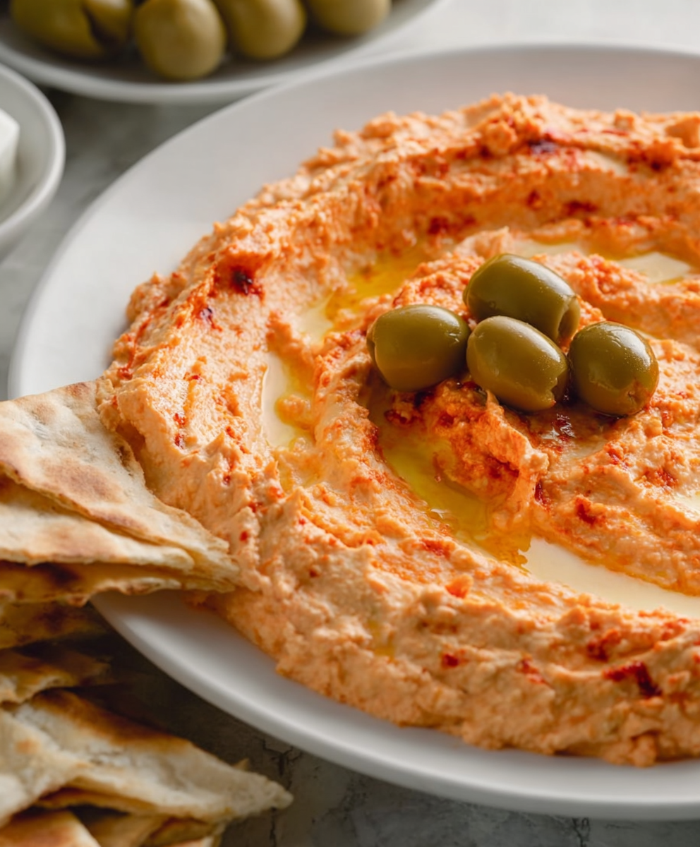 Greek Htipiti (Spicy Feta & Roasted Red Pepper Dip)