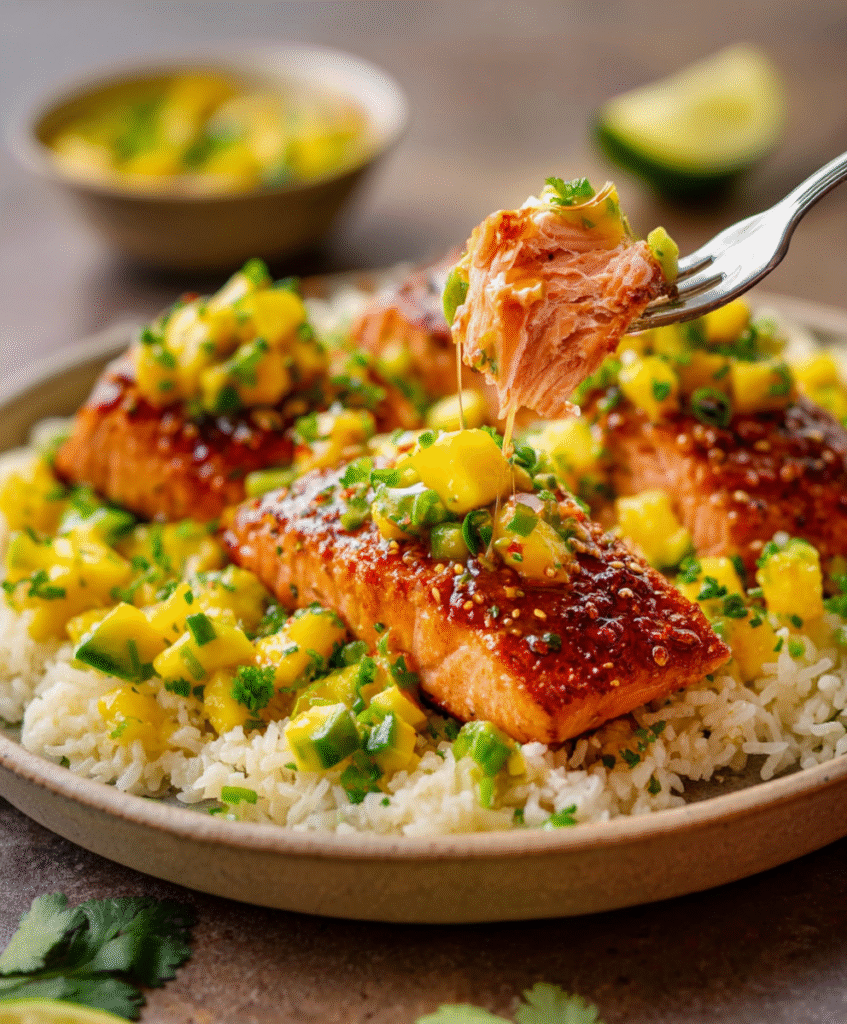 Honey Chili Salmon Rice Bowl