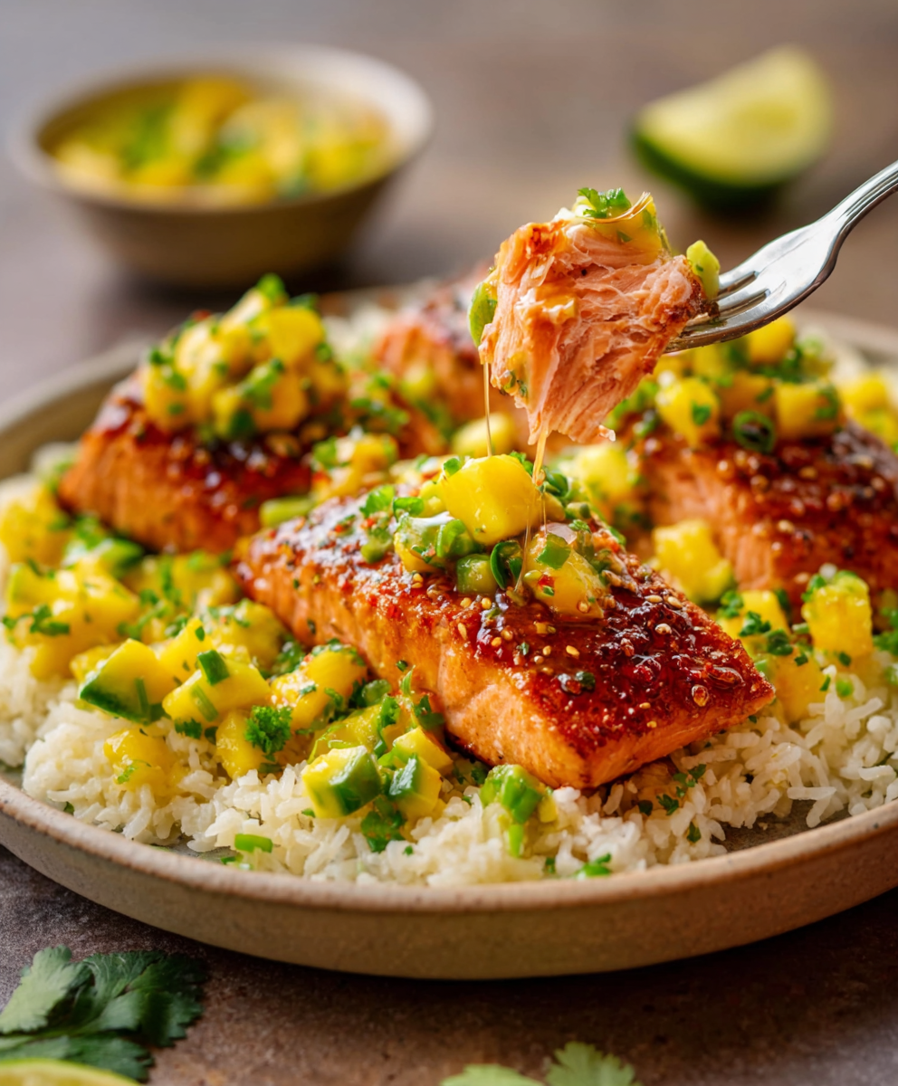 Honey Chili Salmon Rice Bowl