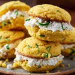 Jalapeño Cornbread Whoopie Pies with Bacon Goat Cheese