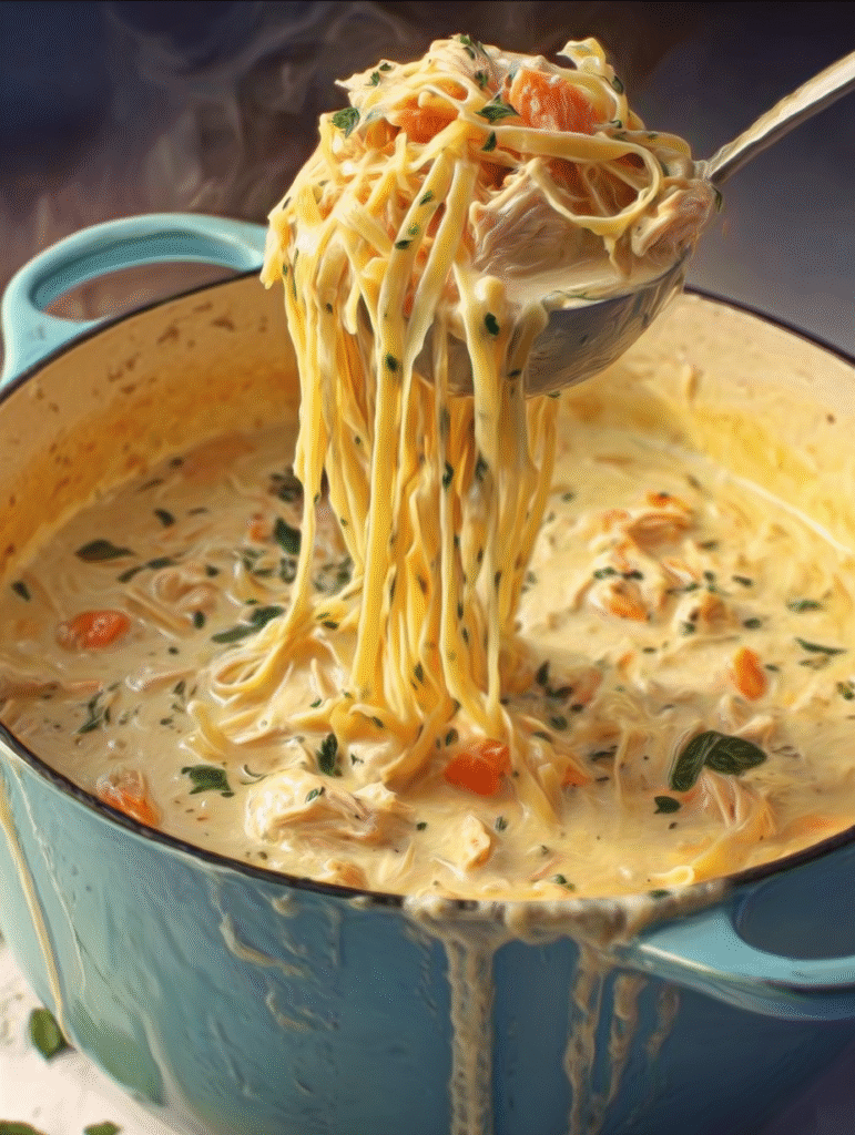 One-Pot Creamy Chicken Noodle Comfort Soup