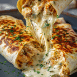 Ooey-Gooey Cheesy Garlic Chicken Wraps