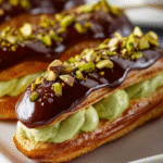 Pistachio Dream Éclairs with Chocolate Glaze