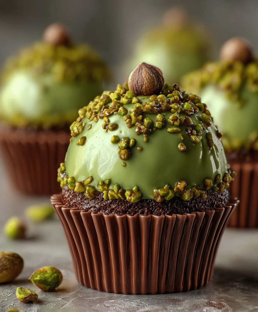 Pistachio Ferrero Rocher Brownie Domes