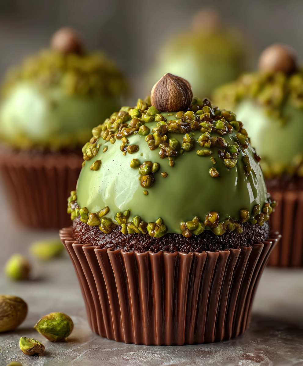 Pistachio Ferrero Rocher Brownie Domes