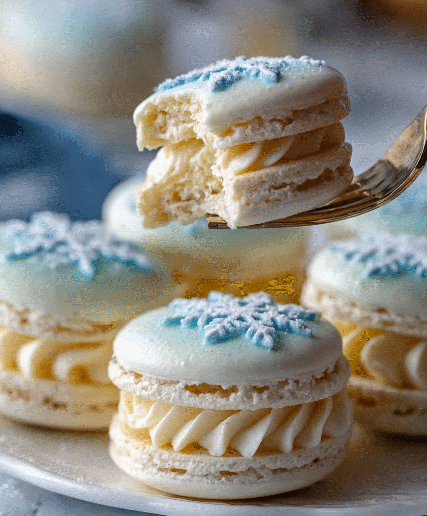 Snowflake Vanilla Macarons