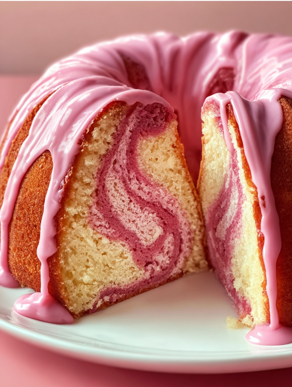 Strawberry Milkshake Swirl Bundt Cake
