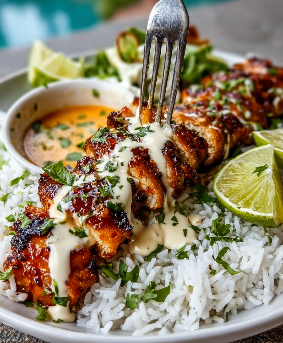 Sweet Chili Chicken Bowl with Coconut Lime Drizzle