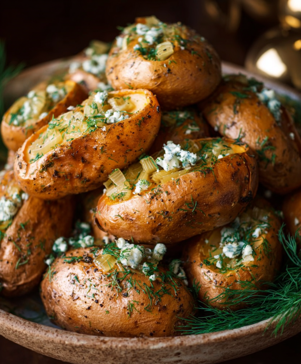 Sweet Potatoes with Buttery Leeks & Gorgonzola