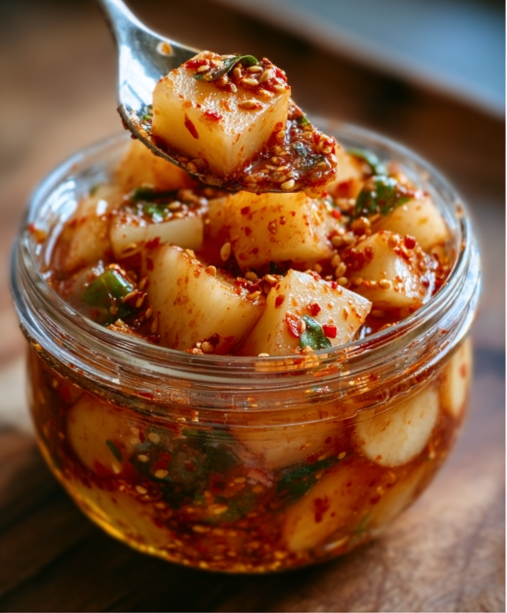 Traditional Korean Radish Kimchi (Kkakdugi)