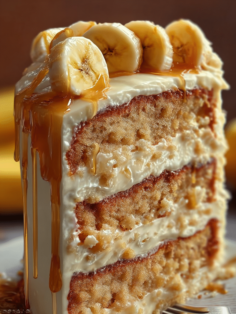 Caramel Banana Cream Layer Cake