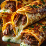 Cheesy Shredded Beef Tortilla Roll-Ups
