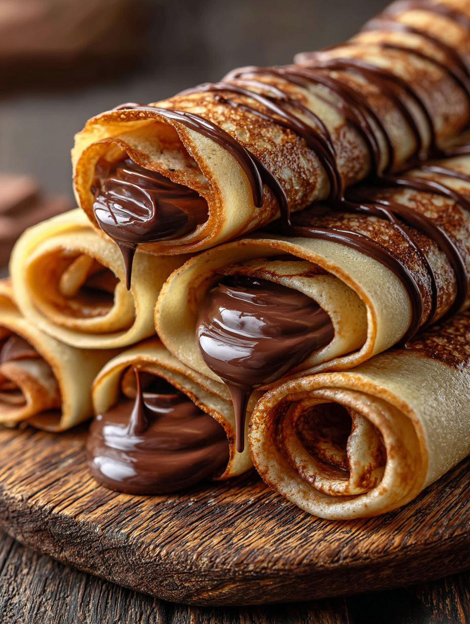 Chocolate Hazelnut Crepe Roll-Ups