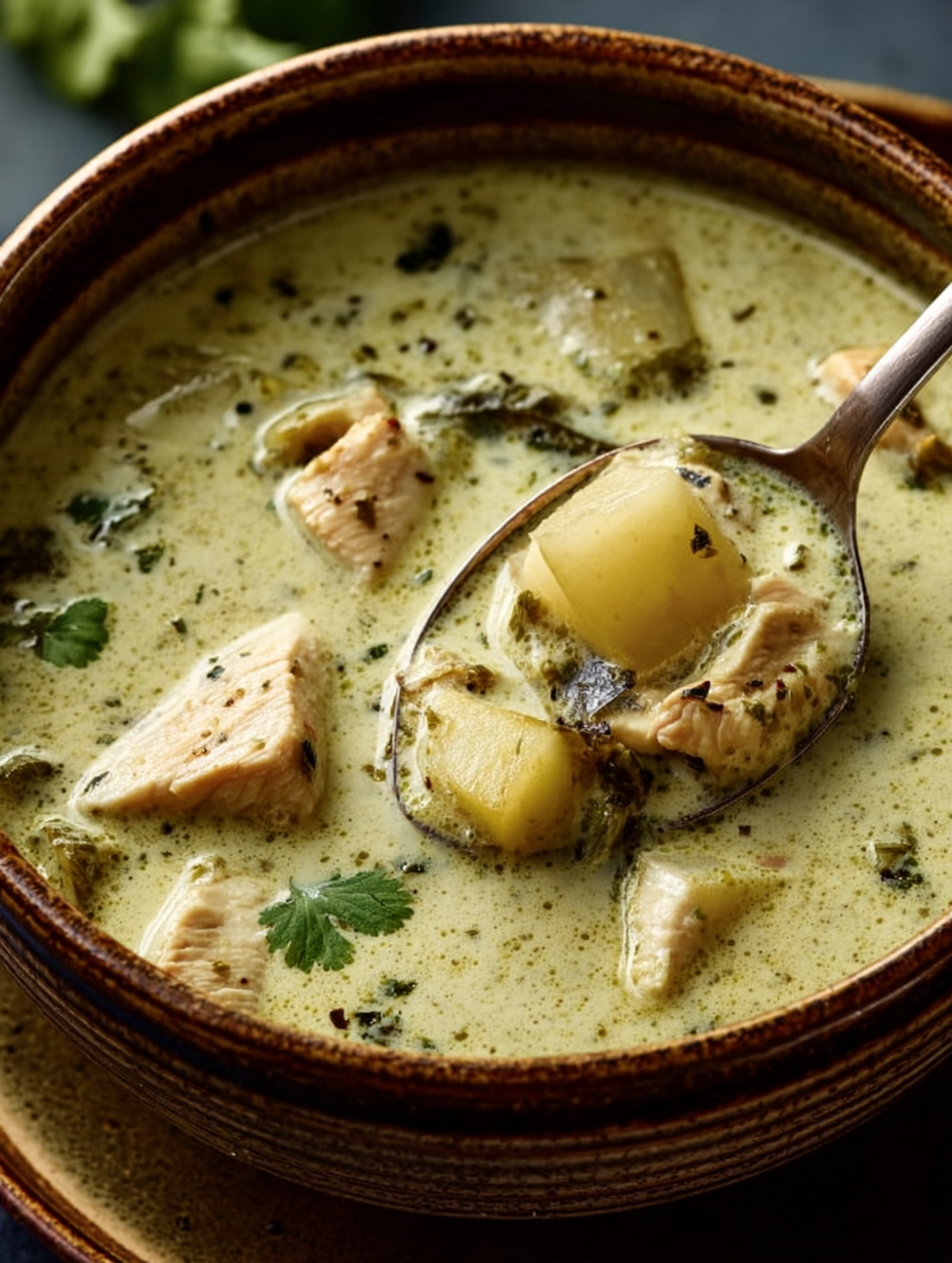 Cozy Roasted Poblano Chicken Soup
