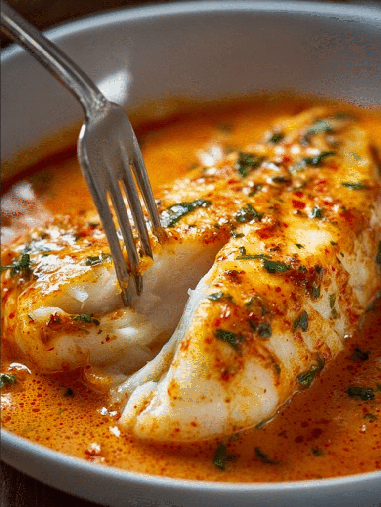 Creamy Roasted Red Pepper Tilapia Skillet